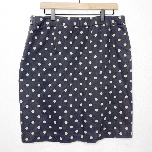 Boden Gray Tan Polka Dot Pencil A-Line Skirt 12R W6456 - Picture 3 of 7